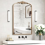 Besdomus Vintage Gold Wall Mirror: 24"x42" French Large Arch Champagne Gold - Image 4