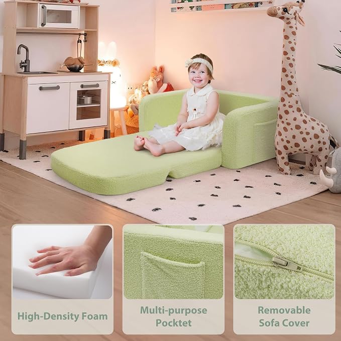 Foryoomi Extra Wide Kids Couch, 2-in-1 Soft Toddler Couch - Image 5