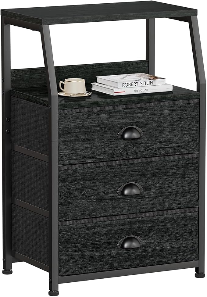 Furnulem Black Night Stand, Small Dresser by Furnulem
