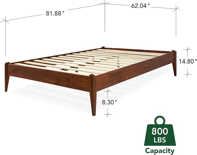 Bme Dinkee 15-Inch Solid Wood Queen Platform Bed Frame - Image 2