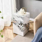 End Table, Side Table Living Room Table, Faux Marble Sofa Couch White Bedside - Image 6