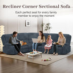 Yolsali Manual Reclining Sectional Sofa Set, 6 Seats Soft Fabric Recliner - Image 3