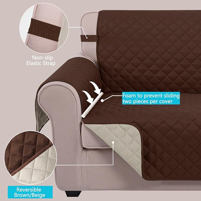 U-NICE HOME Reversible Recliner Chair Covers, Pet Friendly, Elastic Straps - Image 3