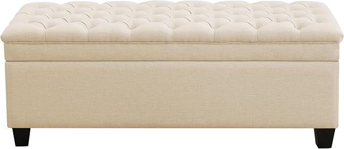 WUTUTUEE 51" Fabric Storage Ottoman Bench, Upholstered Rectangle End of Bed by WUTUTUEE