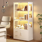 Display Cabinet with Glass Doors, 4-Tier Display Case with 3-Color Lights & - Image 6