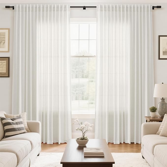 Extra Wide 100 Inch Curtains for Living Room 102 Inches Long Linen Farmhouse - Image 7