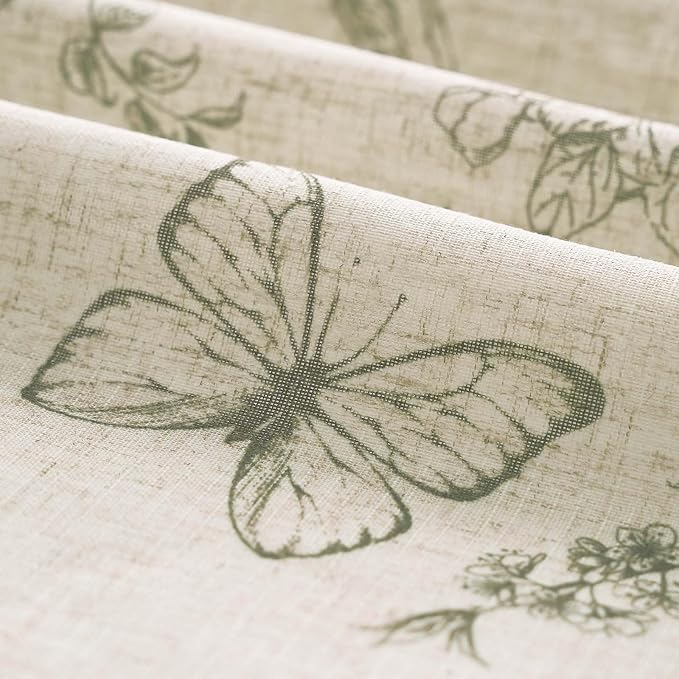 JINCHAN Ruffled Valance Curtain Linen Floral Kitchen Valance - Image 7