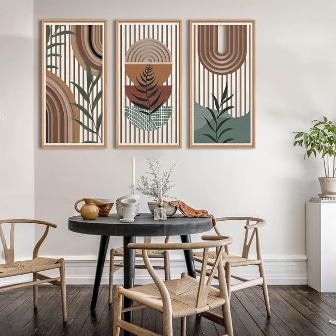 IARTTOP Framed Boho Mid-century Modern Wood Wall Art 16x32 Inch Large Bohemian - Image 7