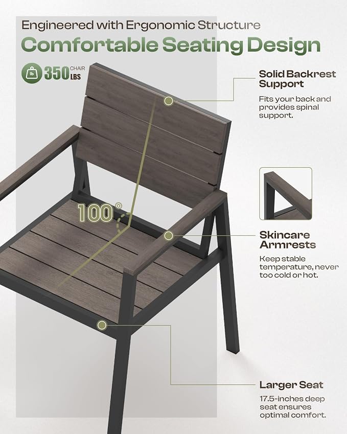 Outdoor Dining Set for 4, Patio Table and Chairs Set - Image 3
