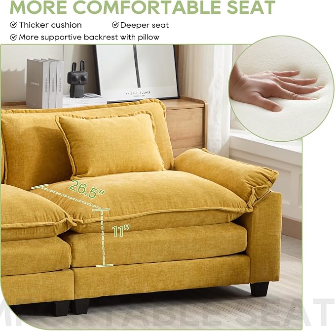 Oprisen 120" Modular Sectional Sofa, Comfy Cloud Couch Sectional Sofa - Image 4