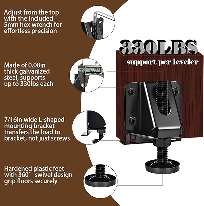 Heavy Duty Leveling Feet, 8 Pack Adjustable Furniture Levelers - Image 2