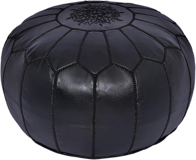 Marrakesh Gallery Genuine Leather Round Pouf Unstuffed by MarrakeshGallery