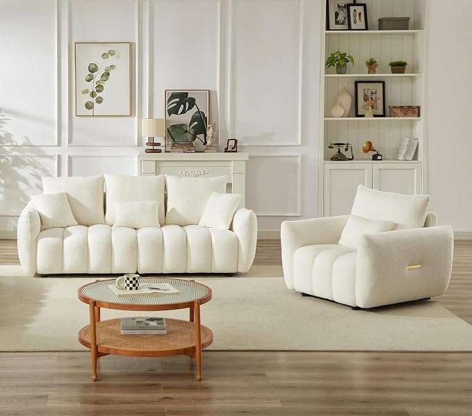 Antetek Set of 3 Teddy Sofa for Living Room, Modern 2 Units Deep Seat Sofa - Image 8