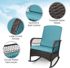 LEVELEVE 3 pcs Rocking Bistro Set Conversation Chairs PE Wicker Outdoor Rocking - Image 3