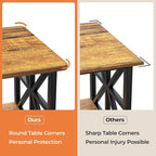 GreenForest Coffee Table with Round Corner, Farmhouse Center Table with 2-Tier - Image 4
