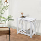 Farmhouse Narrow End Table Wooden Rustic White Side Tables - Image 5