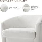 Swivel Barrel Accent Chairs Set of 2, Round Chenille Fabric Living Room Arm - Image 3