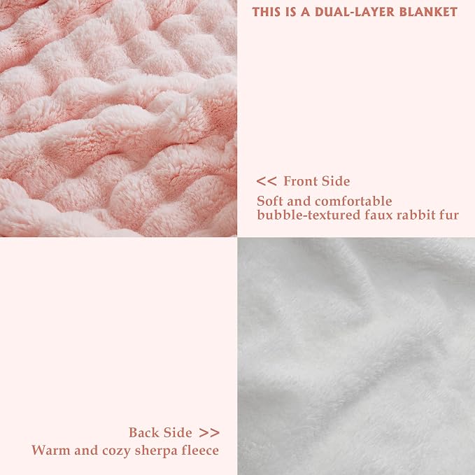 60x80 Inches Ultra-Soft Fuzzy Faux Fur Plush Twin Size Blanket - Image 3