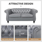 Mid-Century 2 Seater Sofa, Faux Leather Loveseat - Image 5