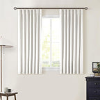 Beige White Pinch Pleat 100% Blackout Linen Curtains 2 Layers 45 Inch Long | - Image 7