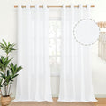 Extra Long White Linen Semi Sheer Curtains 95 inch Length by YoungsTex