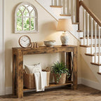 YATINEY Farmhouse Console Table, 39.4'' Small Narrow Entryway Table, Wood Couch - Image 8