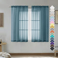 Dusty Blue Sheer Curtains 45 Inches Long 2 Panels, Light Filtering Sheer by OVZME