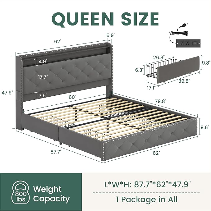 LARMACE Queen LED Bed Frame - Image 2