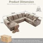 Cloud Sectional Couch with L-Shape Chaise, Upholstered Corduroy Couches - Image 2
