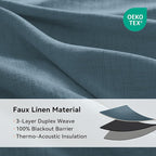 100% Blackout Linen Textured Curtains 90 Inch Long, Stone Blue | 100% Blackout - Image 4