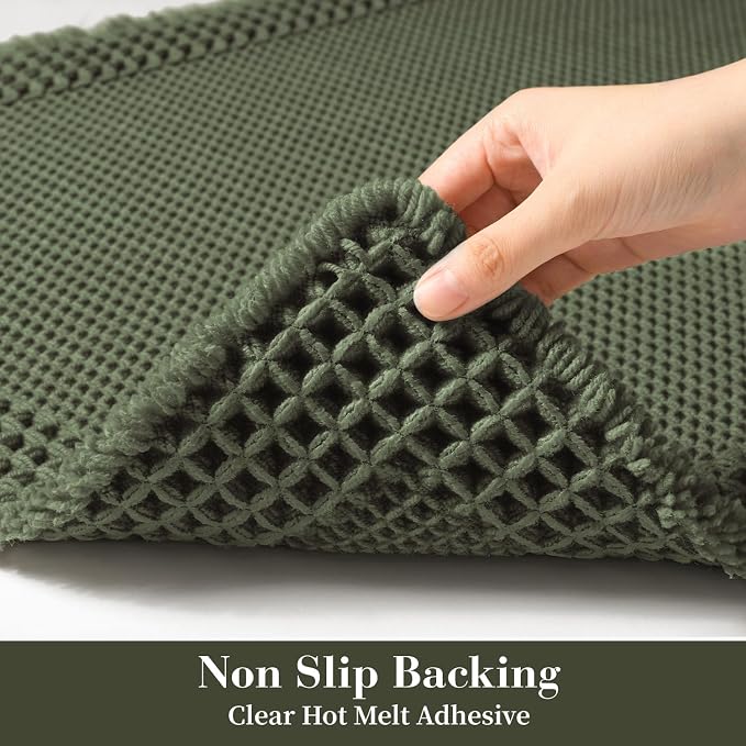 RESARE Waffle Bath Mat for Bathroom, Non Slip Bathroom Rugs 20"x32" Green | - Image 4