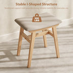 Muwuele Solid Wood Vanity Stool, Compact Makeup Chair - Image 6
