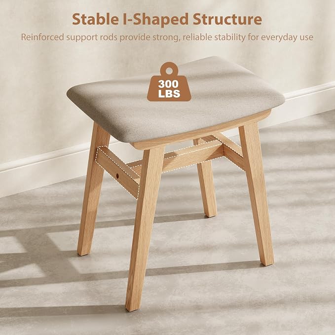 Muwuele Solid Wood Vanity Stool, Compact Makeup Chair - Image 6