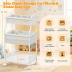 3-Tier Diaper Caddy Organizer & Rolling Cart, Metal Utility Cart - Image 7