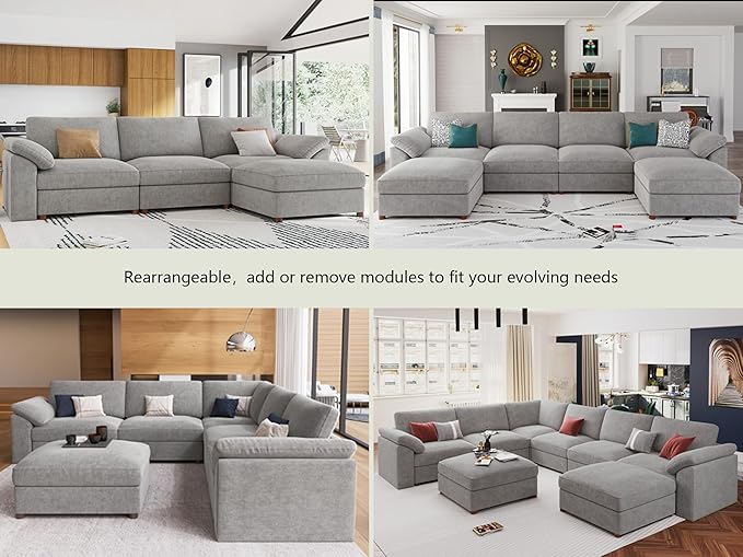 EASE MOOSE Oversized Sectional Modular Sofa, U Shape Sectional Couch Wide Deep - Image 5