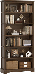 TVU 6-Tier Wooden Bookshelf, 76 Inch Tall Bookshelf by TVU