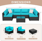 JAMFLY 7-Piece Outdoor Patio Furniture Set, Modular PE Rattan Sectional Sofa - Image 2