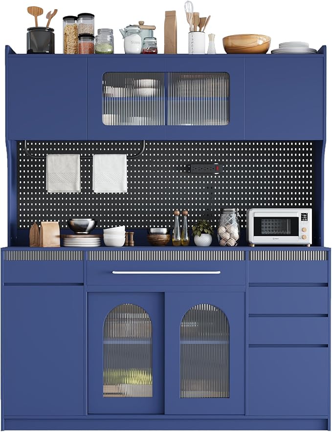 VilroCaz Freestanding Large Kitchen Pantry, Wooden Kitchen Large Coffee Bar - Image 3