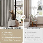 Joydeco Greyish White Pinch Pleated Thick Linen Curtains 96 Inch Long 2 Panel - Image 4