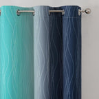 Navy Blue and Teal Gradient Blackout Curtains - Image 4