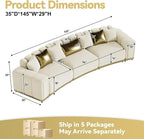 145" Oversized Velvet Chesterfield Sectional Couches - Image 2