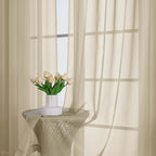 Taupe Sheer Curtains 63 Inch Length 2 Pcs, Light Filtering Rod Pockets Window - Image 6