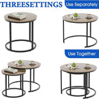 aboxoo Coffee Table Nesting Side Round Table Set of 2 End Table - Image 4