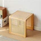 Bohemian Rattan Solid Wood Side Table Bedside Tables Decorative Table Night by Unknown