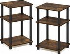 Furinno JUST Side Table Set of 2, 3-Tier Modern End Tables, Open Shelves Night - Image 9