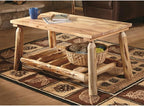 CASTLECREEK Log Coffee Table, Rustic Natural Weathered Look Wooden Rectangular - Image 2