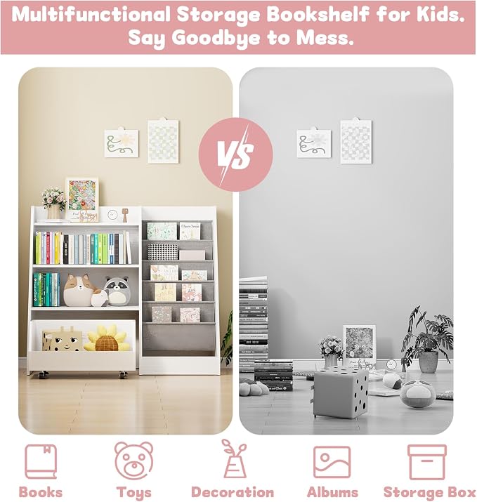 COZPAW Kids Bookshelf and Toy Storage, 4 Tier Toddler Bookshelf - Image 7