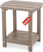 Adirondack Square Outdoor Side Table, 2-Tier Storage Patio Side Table, HDPE End by GARDENSTAR