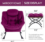 MBOOYOME Lazy Chair with Folding Ottoman, Modern Accent Armchair with Armrests - Image 3