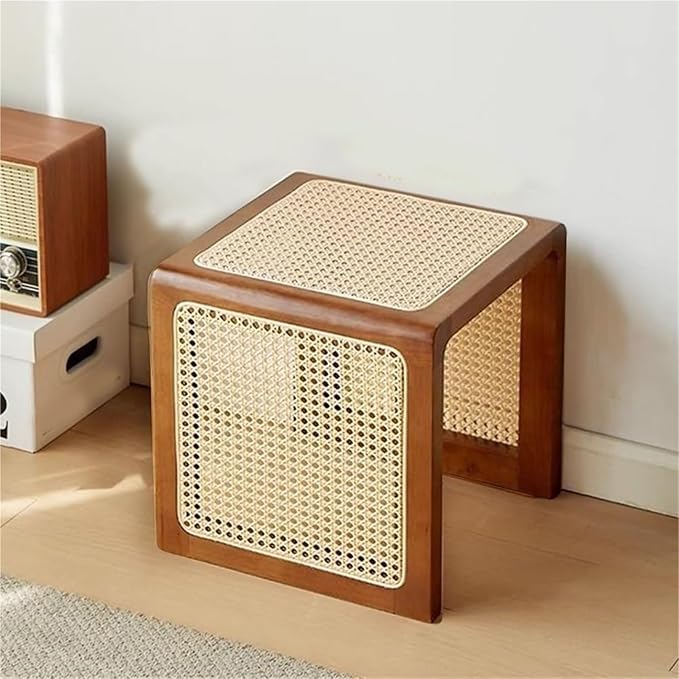 Bohemian Rattan Solid Wood Side Table Bedside Tables Decorative Table Night by Unknown